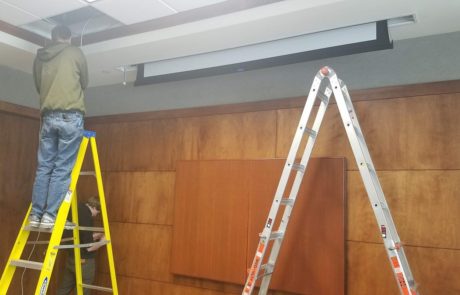 In-ceiling screen install at commercial location